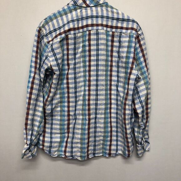 Raffi Linea Uomo Men Long Sleeve Linen Button Up Shirt Size Large Plaid M159 -22 - Picture 14 of 14